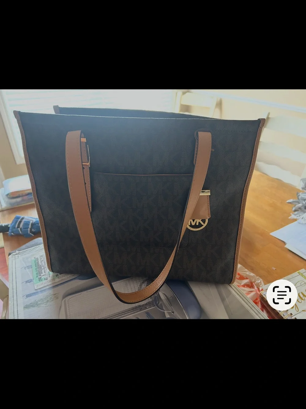 Michael Kors Brown Monogram Tote with Wallet Set